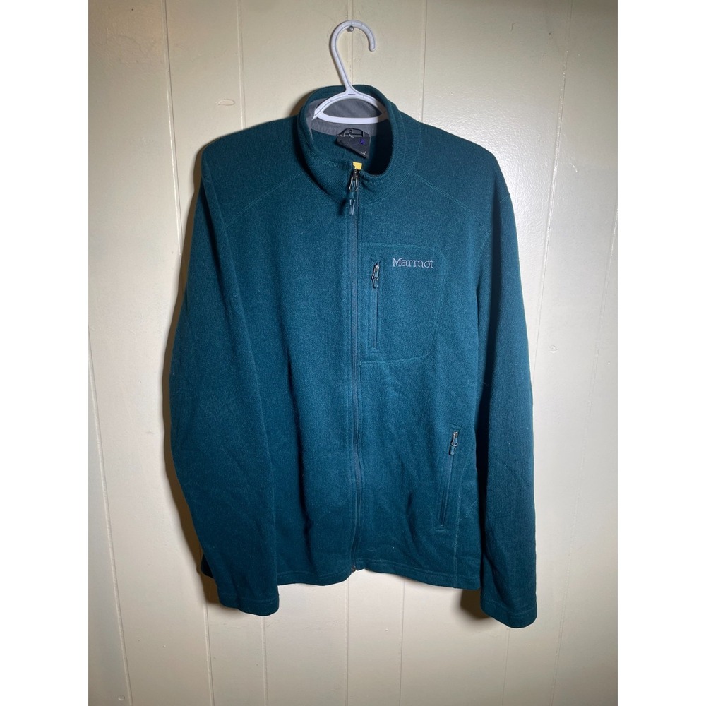 Marmot Mens Drop Line Fleece Full-Zip Sweater Jacket Teal Size L